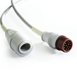 0010-21-12179 Mindray Datascope IBP Adapter Cable (Male 12 pin 13 ft) to Edwards Connector OEM Compatible.