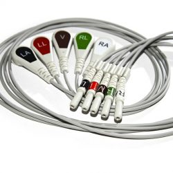 012-0285-00, 012-0605-00, 012-0285-01, 008-0322-00, 0012-00-0622-05 Spacelabs 5 Leadwire ECG Snap Din Style Set AHA 0.6M OEM Compatible.